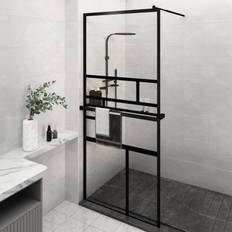 Docce vidaXL Parete Doccia Walk In Mensola Nera 90 x 195 cm Vetro ESG Alluminiocod Mxl 104299 900x1900mm