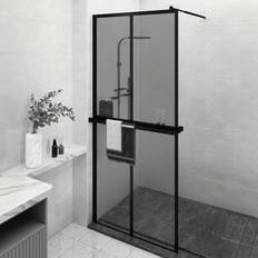 Docce vidaXL Parete Doccia Walk In Mensola Nera 90x195 cm Vetro Esg Alluminio 900x1950mm