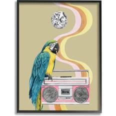 Framed Art Stupell Industries Groovy Pink Boombox Retro Disco Ball Graphic Black Framed Art