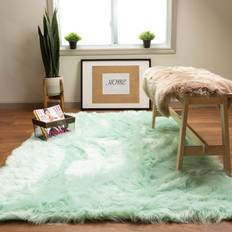 Faux fur area rugs Super Area Rugs Orchid Parrott Silver, Green