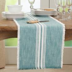 Cotton - Turquoise Cloths & Tissues Saro 1919.TQ1372B 13 Fringe Tablecloth Blue, Turquoise, Green