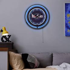 Wall Clocks American Art Decor Modelo Retro Round Neon Wall Clock