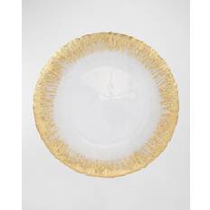 Oro Platos de Cena Vietri Rufolo Glass Gold Brushstoke Dinner Plate Plato de Cena