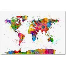 Interior Details Trademark Fine Art 'Map of the World Watercolor' Graphic Print on Framed Art