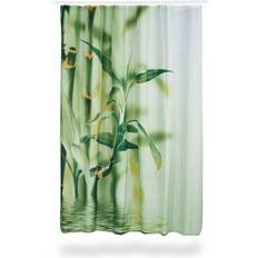 Relaxdays Rideau De Douche Motif Bambou En Polyester Tissu Vert 180 x 200 Baignoire