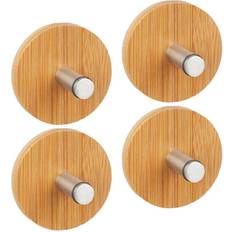 Relaxdays Set Ganci Adesivi Autoadesivi 4 Appendini Rotondi Naturale