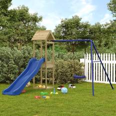 vidaXL Playhouse with Slide Swing Impregnated Wood Pine