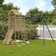 vidaXL Playhouse with Swing Climbing Wall Impregnated Wood Pine