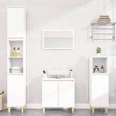 Muebles de Baño vidaXL Juego De Muebles De Baño 3 Pzas Madera Contrachapada Blanco