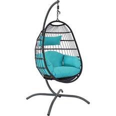 Patio Furniture Sunnydaze Resin Wicker Penelope Basket Egg Swing