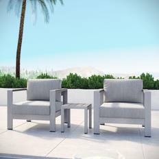 Silver Outdoor Lounge Sets modway Shore 3 Sectional Outdoor Lounge Set