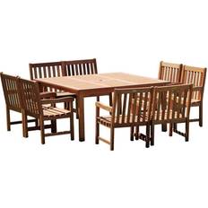 Patio Furniture Amazonia Milano Deluxe 9-Piece Eucalyptus Patio Dining Set