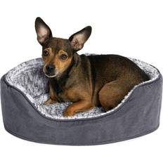 FurHaven Two-Tone Faux & Suede Oval Dog Bed