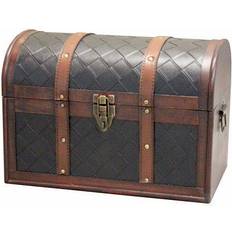 Multicolored Chests Vintiquewise Wooden Round Top Treasure Chest