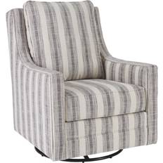 Ashley Kambria Upholstered Swivel Ivory & Black/Striped Gray Armchair 38"