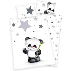Jana Panda Flannel Linen Flannel Bed