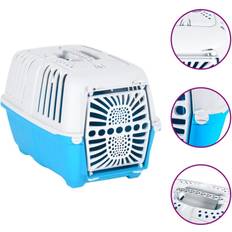 vidaXL Transportín de Mascota Blanco Azul Polipropileno 48x31.5x33 cm