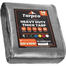 Camping & Outdoor Tarpco Safety Silver/Black 14Mil 50 x 100 Tarp, TS-101-50X100, TS-101-50x100