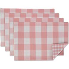 Pink White Reversible Gingham Buffalo Check Set
