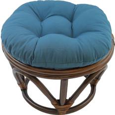 Blue chair and ottoman Blazing Needles Round Twill Footstool/Ottoman Chair Cushions Blue