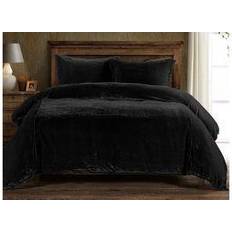 Bed Linen HiEnd Accents Annita Solid Romantic Duvet Cover Black, Pink