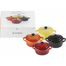 Gelb Set Le Creuset Mini Cocotte Feuer Flamme Set med lock