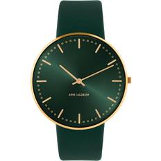 Arne Jacobsen 53208-2088G City Hall Green Leather Wristwatch