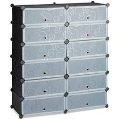 Relaxdays Plastic Cabinet 12 Compartment Shelving Unit 108 x 94 x 37 cm Shoe Rack