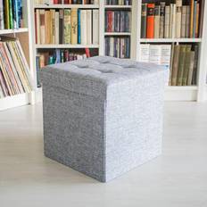 Storage ottoman Relaxdays Folding Ottoman Storage Chair 38 x 38 x 38 cm Seating Stool