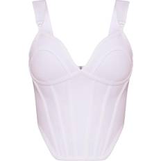 Femme Corsets PrettyLittleThing Bandage Dip Hem Bust Cup Corset - White