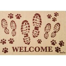 Floortex Welcome Boots Door Mat Brown, White