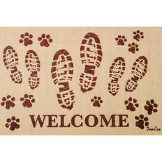 Floortex Welcome Boots Door Mat White, Brown