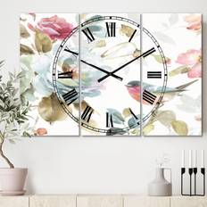 Clocks Design Art 'Beautiful Bird Romance I' Cottage 3 Panels Wall Clock