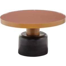 Black metal round coffee table Litton Lane Round Gold Black Metal Peach Enamel Inlay Coffee Table