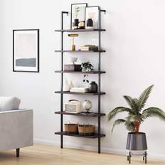 Wood and metal shelves Nathan James Theo Nutmeg/Matte Black Book Shelf 85"