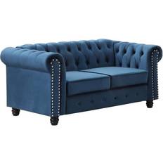 Best Master Furniture Sofas Best Master Furniture YS001 61" Velvet Rolled Arm Chesterfield Loveseat Sofa