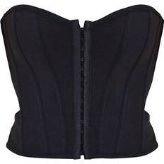 M Corsets PrettyLittleThing Bandage Hook & Eye Structured Corset - Black