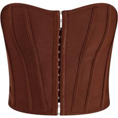 PrettyLittleThing Bandage Hook & Eye Structured Corset - Chocolate