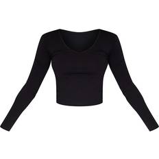 PrettyLittleThing Basic Blend Longline Long Sleeve Top - Black