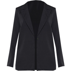 PrettyLittleThing Oversized Drapey Button Detail Blazer - Black