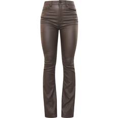 PrettyLittleThing Viskose Tøj PrettyLittleThing Coated Denim Flares - Chocolate