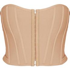 PrettyLittleThing Bandage Hook & Eye Structured Corset - Stone