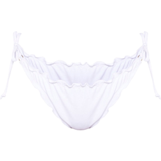 PrettyLittleThing Frill Edge Ruched Back Bikini Bottoms - White