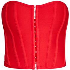 Rouge Corsets PrettyLittleThing Bandage Hook & Eye Structured Corset - Dusty Red