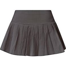 PrettyLittleThing Stretch Woven Low Rise Pleated Micro Mini Skirt - Charcoal Grey