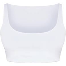 PrettyLittleThing Shape Slinky Square Neck Crop Top - White