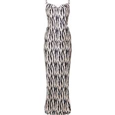 Long Dresses - Zebra PrettyLittleThing Zebra Print Satin Cowl Neck Maxi Dress - White