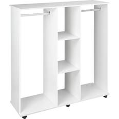 Aluminium Furniture Homcom Mobile Double Open White Wardrobe 120x128cm