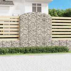 vidaXL Buet gabionkurv 200x50x220/240 galvaniseret jern