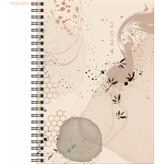 Office Supplies Rido Abstract Weekly Calendar Model Timing 1 2024 2 Pages 1 Week A5 Beige